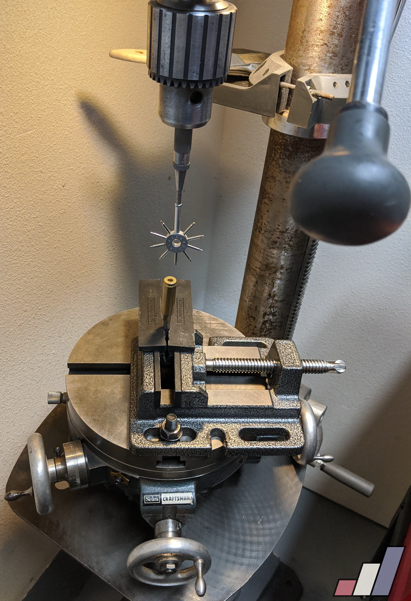 Drill press microstamping jig. Not very skookum.